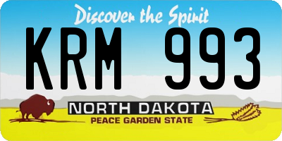 ND license plate KRM993