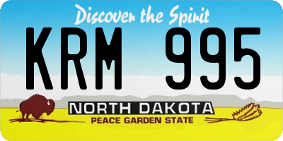 ND license plate KRM995