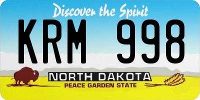 ND license plate KRM998