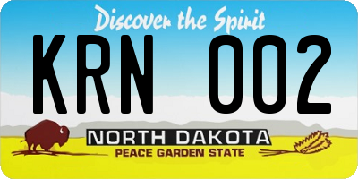 ND license plate KRN002