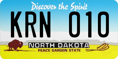 ND license plate KRN010