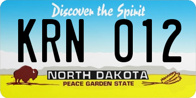 ND license plate KRN012