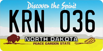 ND license plate KRN036