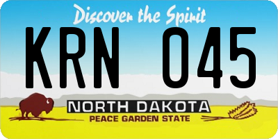 ND license plate KRN045