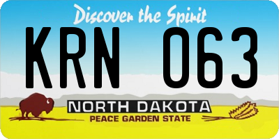 ND license plate KRN063