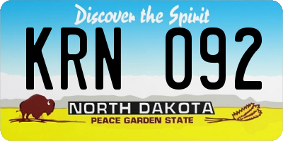ND license plate KRN092