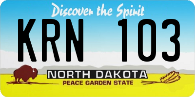 ND license plate KRN103