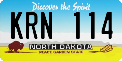 ND license plate KRN114