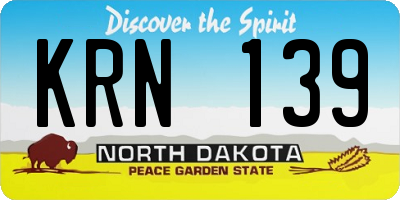 ND license plate KRN139