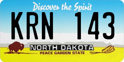 ND license plate KRN143