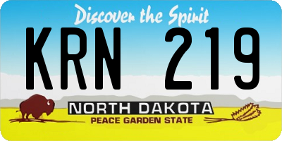 ND license plate KRN219
