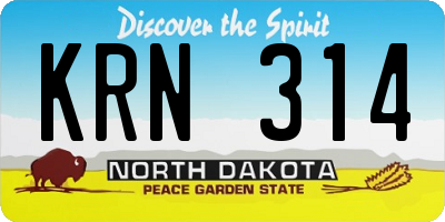 ND license plate KRN314