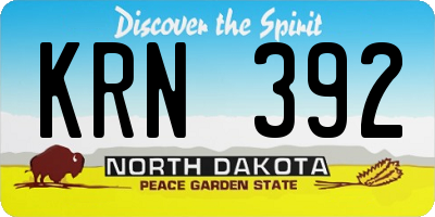 ND license plate KRN392