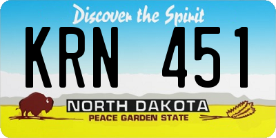 ND license plate KRN451