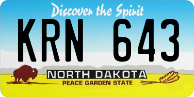 ND license plate KRN643