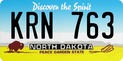 ND license plate KRN763