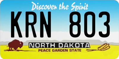 ND license plate KRN803