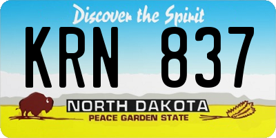 ND license plate KRN837
