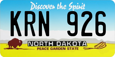 ND license plate KRN926