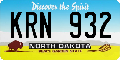 ND license plate KRN932