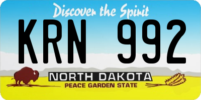 ND license plate KRN992