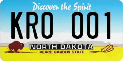 ND license plate KRO001