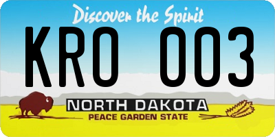 ND license plate KRO003