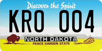 ND license plate KRO004