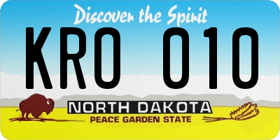 ND license plate KRO010