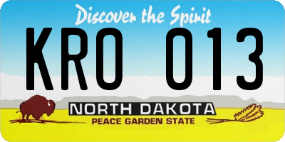ND license plate KRO013