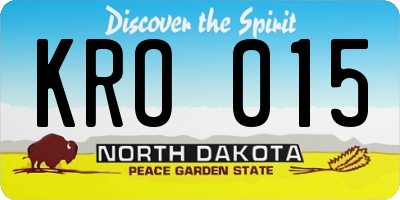 ND license plate KRO015