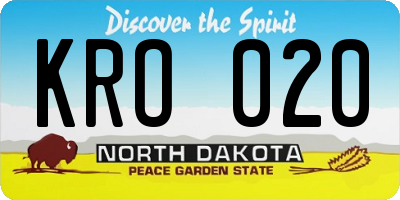 ND license plate KRO020