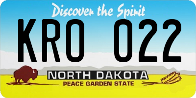 ND license plate KRO022