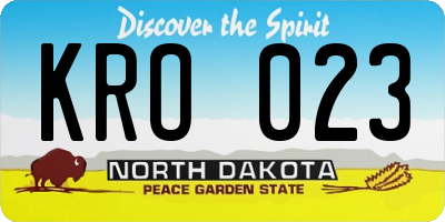 ND license plate KRO023