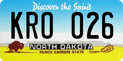 ND license plate KRO026