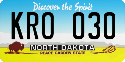 ND license plate KRO030