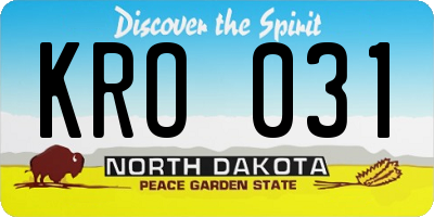 ND license plate KRO031