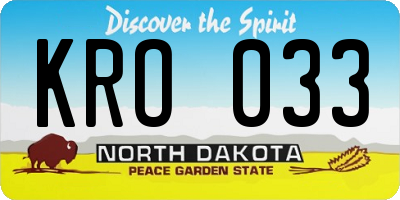 ND license plate KRO033