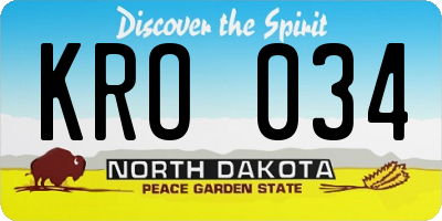 ND license plate KRO034