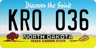ND license plate KRO036
