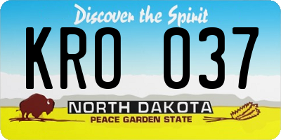 ND license plate KRO037