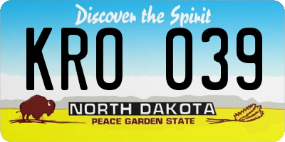 ND license plate KRO039