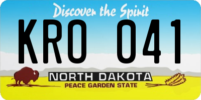 ND license plate KRO041