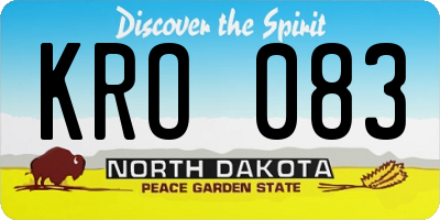 ND license plate KRO083