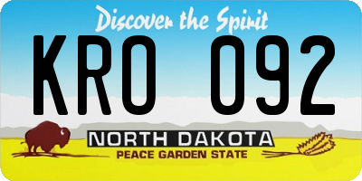 ND license plate KRO092