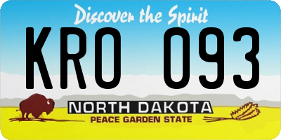 ND license plate KRO093