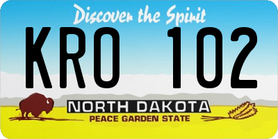 ND license plate KRO102