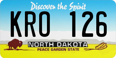 ND license plate KRO126