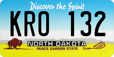 ND license plate KRO132