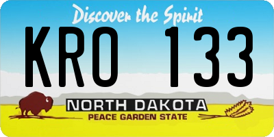 ND license plate KRO133